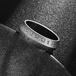 Viking Rune 304 Stainless Steel Finger Rings for Men, Antique Silver, 7mm, US Size 11 1/4(20.7mm)(WGDF4AB-63)