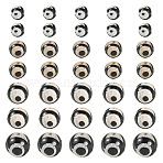 36Pcs 4 Styles Tibetan Style dZi 3-Eye Beads, Natural Agate Beads, Dyed & Heated, Round, Faceted, Black, 6~12mm, Hole: 1~1.2mm(G-TA0002-68)