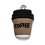 Opaque Resin Pendants, Coffee Charms, with Platinum Tone Iron Loops, Camel, 23x15x7.5mm, Hole: 2mm(RESI-G131-02A)