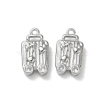 Brass Micro Pave Clear Cubic Zirconia Pendants, Luggage with Airplane and Heart Charms, Platinum, 16x9x4mm, Hole: 1.4mm(KK-P355-25P)