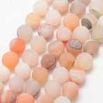 Natural Druzy Geode Agate Bead Strands, Frosted, Round, Dyed & Heated, Grade A, PeachPuff, 8mm, Hole: 1mm, about 47pcs/strand, 15 inch(X-G-K166-09-8mm-02)