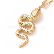 Ion Plating(IP) 304 Stainless Steel Snake Pendant Necklace for Women, Golden, 17.83 inch(45.3cm)(NJEW-E014-18G)