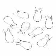 304 Stainless Steel Hoop Earring Findings, Kidney Ear Wire, Rings, Stainless Steel Color, 18.5x9.5x0.6mm, Pin: 0.6mm(STAS-S117-008B-01)