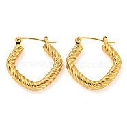 202 Stainless Steel Twist Hoop Earring, with 304 Stainless Steel Pins for Women, Golden, 25x4mm(EJEW-H003-27G)