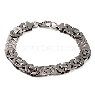 Tarnish Resistant 304 Stainless Steel Rhombus Byzantine Chain Bracelets, with 201 Stainless Steeel Findings, Stainless Steel Color, 9-1/8 inch(23cm)(BJEW-B078-83P)