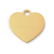 Ion Plating(IP) 304 Stainless Steel Stamping Blank Tag Pendants, Laser Cut, Heart Charm, Real 18K Gold Plated, 25x25x1.5mm, Hole: 4x5mm(X-STAS-K270-43G)