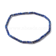 Faceted Rondelle Natural Lapis Lazuli Bead Stretch Bracelets, Reiki August Birthstone Jewelry for Her, Inner Diameter: 2-3/8 inch(6.1cm)(BJEW-JB06383-08)