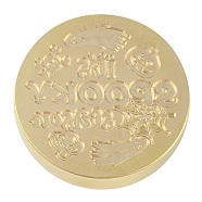 Halloween Wax Seal Brass Stamp Heads, for Wax Seal Stamp, Golden, Word, 25.5x14mm, Hole: 7.5mm(AJEW-I068-A08)