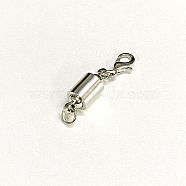 Column Brass Magnetic Clasps Converter, with Lobster Clasp, Nickel Free, Platinum, 12x7x3mm(KK-D482-P-NF)
