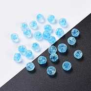 Handmade Luminous Lampwork Beads, Round, Deep Sky Blue, 8mm, Hole: 1mm(LAMP-R125-8mm-04)