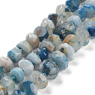 Natural Cherry Blossom Agate Beads Strands, Dyed & Heated, Flat Round, Dodger Blue, 15x10x9.5mm, Hole: 2mm, about 36pcs/strand, 16.93''(43cm)(G-P535-I02-01A)