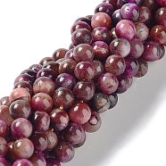 Natural Rainbow Tiger Eye Beads Strands, Dyed, Round, Orchid, 6mm, Hole: 1mm, about 62~63pcs/strand, 15.20''~15.59''(38.6~39.6cm)(G-NH0002-A01-A01)