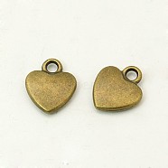Tibetan Style Alloy Charms, Cadmium Free & Nickel Free & Lead Free, Antique Bronze, Heart, about 12mm long, 10mm wide, 2.5mm thick hole: 2mm(X-MLF1170Y-NF)