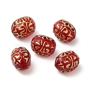 Plating Acrylic Beads, Golden Metal Enlaced, Oval, Red, 10x8x7.5mm, Hole: 1.6mm, about 1500pcs/500g(OACR-C016-09)