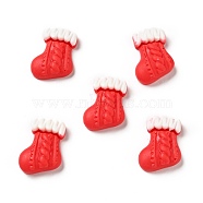 Opaque Christmas Resin Cabochons, Sock, Red, 22.5x16.5x7mm(RESI-G039-06)
