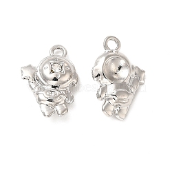 Rack Plating Alloy Rhinestone Pendants, Cadmium Free & Lead Free, Spaceman with Star Charms, Platinum, 18x12.5x5mm, Hole: 1.8mm(FIND-G044-38P)