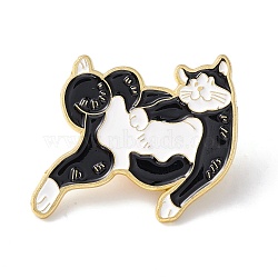 Cat Enamel Pin, Animal Alloy Brooch for Backpack Clothes, Light Gold, Black, 28x35x1mm(FIND-K005-16LG)