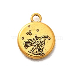 Tibetan Style Alloy Pendants, Cadmium Free & Lead Free, Bird Pattern, Antique Golden, 18.5x15x1.5mm, Hole: 2mm(PALLOY-D291-16AG)