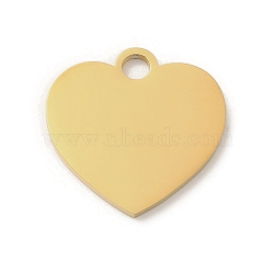 Ion Plating(IP) 304 Stainless Steel Stamping Blank Tag Pendants, Laser Cut, Heart Charm, Real 18K Gold Plated, 25x25x1.5mm, Hole: 4x5mm(X-STAS-K270-43G)