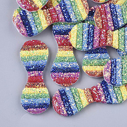 Non Woven Fabric Costume Accessories, with Sequins/ Paillettes and Plastic, Hair Findings Accessories, Bowknot, Colorful, 61.5x30x5.5mm(FIND-T056-014B)