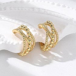 Rack Plating Brass Criss Cross Cuff Earrings, Lead Free & Cadmium Free, Real 18K Gold Plated, 13x15x7.5mm(EJEW-H099-11G)