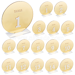 Acrylic Digital Seat Board Seat Card, for Wedding, Restaurant, Birthday Party Table Decorations, Flat Round, Gold, finished product: 46x280x123.5mm(DIY-WH0320-38A)