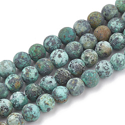 Natural African Turquoise(Jasper) Beads Strands, Frosted, Round, 4mm, Hole: 1mm, about 85~90pcs/strand, 14.5 inch(X-G-T106-203)