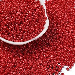 8/0 Baking Paint Glass Seed Beads, Round Hole, Teardrop, Red, 3x2mm, Hole: 1mm, about 18750pcs/pound(SEED-M012-02A-42)