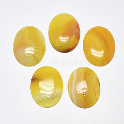 Natural Banded Agate/Striped Agate Cabochons, Dyed, Oval, Gold, 40~41x30x7~9mm(X-G-T122-22F)