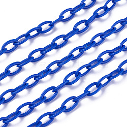 ABS Plastic Cable Chains, Oval, Blue, 13x7~7.5x2mm, about 15.35~15.74 inch(39~40cm)/strand(KY-E007-01H)