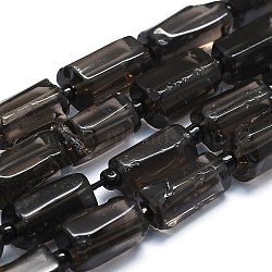 Natural Smoky Quartz Beads Strands, with Seed Beads, Faceted, Column, 12~13x6~8x6~8mm, Hole: 1mm, about 28pcs/strand, 15.55''~15.75'(39.5~40cm)(G-K245-I04-01)