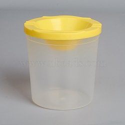 Children's No Spill Plastic Paint Cups, with Colored Lids, for Cleaning, Yellow, 7.1x7.4cm(AJEW-WH0022-33B)