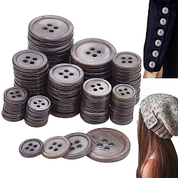 120Pcs 4 Style 4-Hole Natural Shell Buttons, Flat Round, Slate Gray, 10~20x2mm, Hole: 1.5~1.8mm, 30pcs/style(FIND-GA0003-28A)