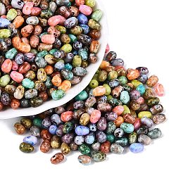 Picasso Glass Seed Beads, Round Hole, Teardrop, Mixed Color, 6~7x4~5mm, Hole: 0.9~1mm, about 2645pcs/pound(SEED-N012-10)
