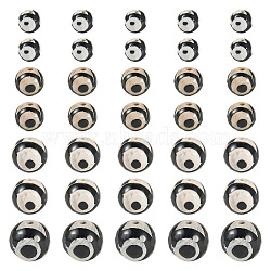 36Pcs 4 Styles Tibetan Style dZi 3-Eye Beads, Natural Agate Beads, Dyed & Heated, Round, Faceted, Black, 6~12mm, Hole: 1~1.2mm(G-TA0002-68)