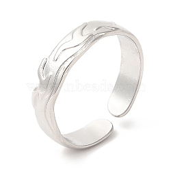 201 Stainless Steel Open Cuff Ring, Seagull Finger Ring for Women, Embossed Bird Ring, Stainless Steel Color, US Size 6 1/4(16.8mm), 4~5mm(RJEW-E063-45P)