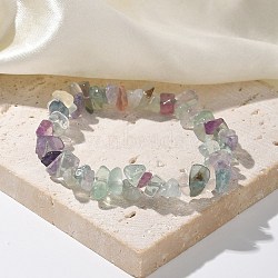 Chips Natural Fluorite Beaded Stretch Bracelets, 1-3/4 inch(4.5cm)(X-BJEW-JB01826-01)