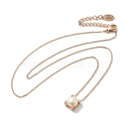 Natural Pearl Pendant Necklace with 304 Stainless Steel Chains, Light Gold, 17.99 inch(45.7cm)(NJEW-K255-03KCG)