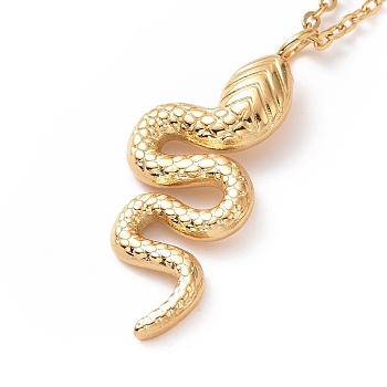 Ion Plating(IP) 304 Stainless Steel Snake Pendant Necklace for Women, Golden, 17.83 inch(45.3cm)
