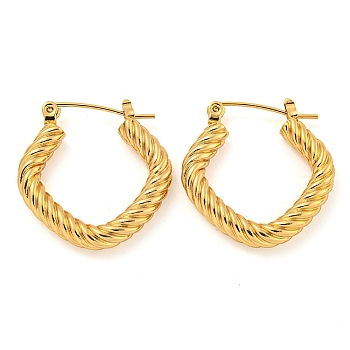 202 Stainless Steel Twist Hoop Earring, with 304 Stainless Steel Pins for Women, Golden, 25x4mm