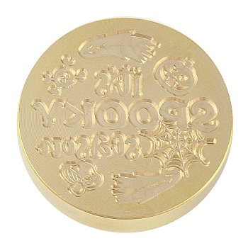 Halloween Wax Seal Brass Stamp Heads, for Wax Seal Stamp, Golden, Word, 25.5x14mm, Hole: 7.5mm