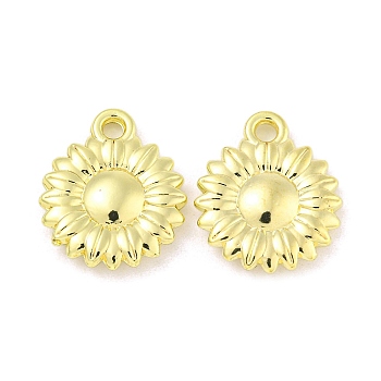 Rack Plating Alloy Pendants, Flower, Golden, 19x16x3.5mm, Hole: 2mm