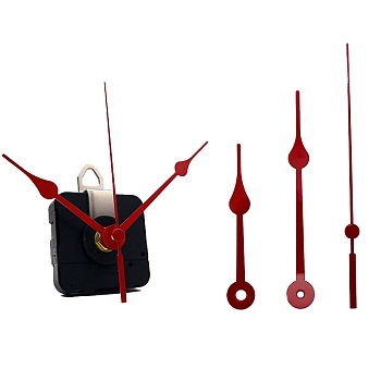 Plastic Long Shaft Clock Movement Mechanism, with Aluminum Pointer, Red, 70~95mm, Box: 185x64x40mm