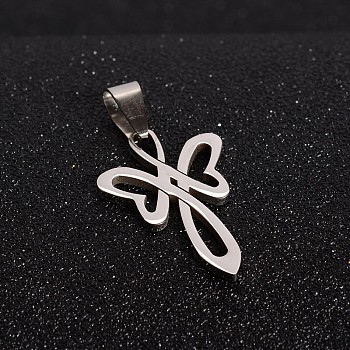 201 Stainless Steel Angel Pendants, Stainless Steel Color, 35x19x1.5mm, Hole: 5x8mm