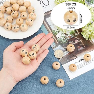 fingerinspire 30pcs perles en bois naturel(WOOD-FG0001-15A)-2