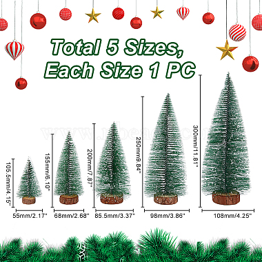 5 piezas 5 estilo mini árbol de navidad de agujas de pino de pvc artificiales(AJEW-GA0005-94)-2