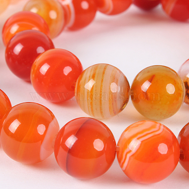 10mm OrangeRed Round Natural Agate Beads