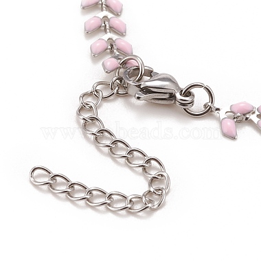 Enamel Wheat Link Chain Necklace(NJEW-P220-02P-03)-4