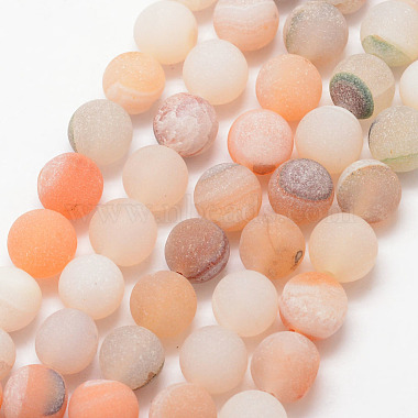 8mm PeachPuff Round Natural Agate Beads
