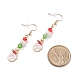 Enamel Christmas Theme Charm with Glass Pearl Dangle Earrings(EJEW-JE04961)-5